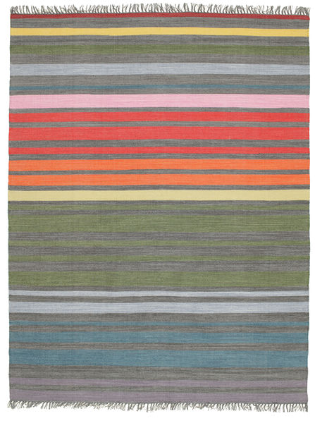 Rainbow Stripe - Grå Teppe 200X250 Ekte Moderne Håndvevd Lys Grå/Olivengrønn (Bomull, India)