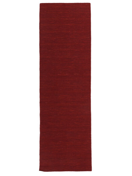  Kelim Loom - Mørk Rød Teppe 80X250 Ekte Moderne Håndvevd Teppeløpere Mørk Rød (Ull, India)