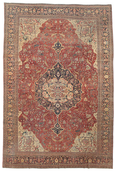  Farahan Teppe 368X550 Ekte Orientalsk Håndknyttet Mørk Rød/Brun Stort (Ull, Persia/Iran)