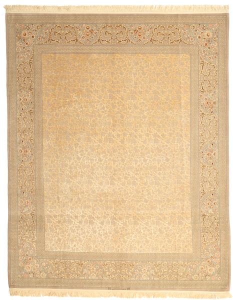  Isfahan Silkerenning Signert: Dardashti Teppe 247X312 Ekte Orientalsk Håndknyttet Gul/Beige ( Persia/Iran)