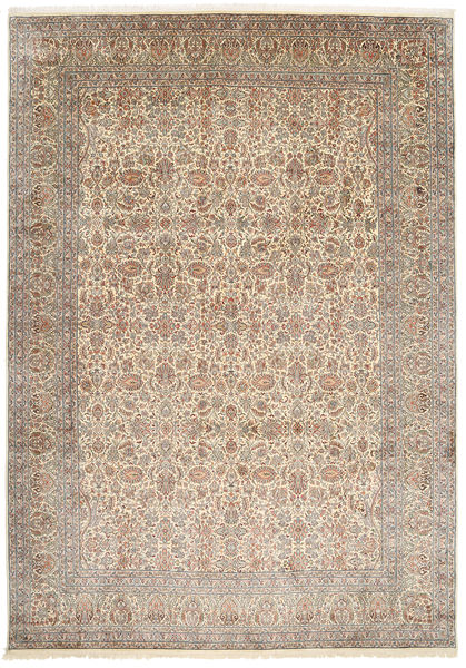  Kashmir Ren Silke Teppe 245X347 Ekte Orientalsk Håndknyttet Lys Grå/Lysbrun (Silke, India)