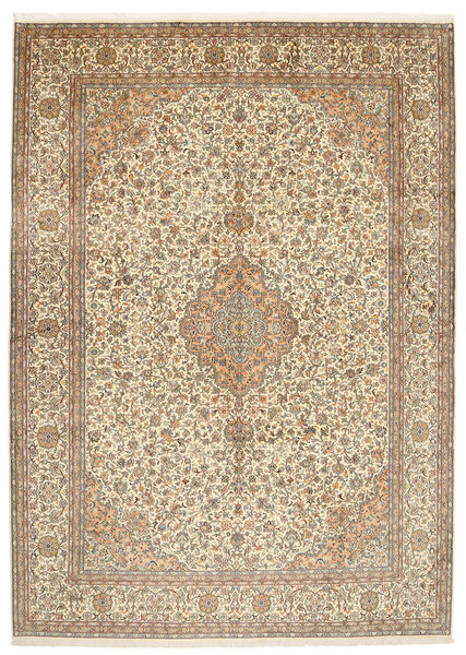  Kashmir Ren Silke Teppe 222X309 Ekte Orientalsk Håndknyttet Lysbrun/Lys Grå (Silke, India)