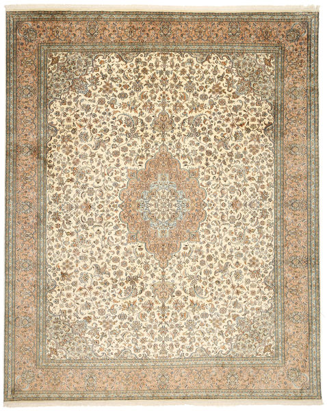  Kashmir Ren Silke Teppe 248X312 Ekte Orientalsk Håndknyttet Lysbrun/Mørk Beige (Silke, India)