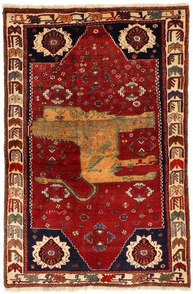  Ghashghai Figur/Bilde Teppe 130X200 Ekte Orientalsk Håndknyttet Mørk Rød/Rust (Ull, Persia/Iran)