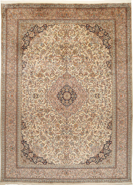  Kashmir Ren Silke Teppe 249X342 Ekte Orientalsk Håndknyttet Brun/Lys Grå (Silke, India)