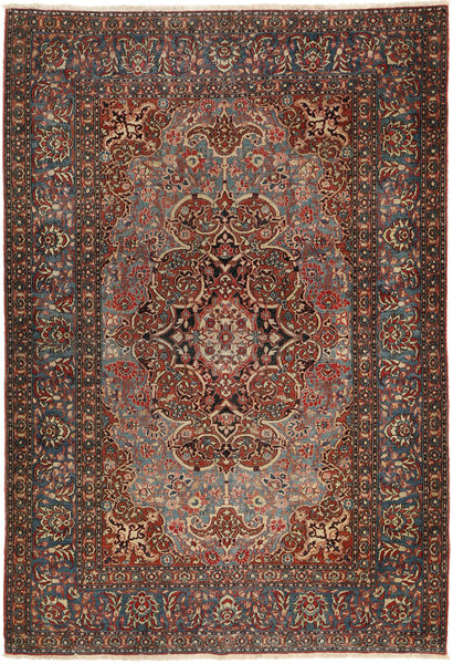  Isfahan Antikke Teppe 138X207 Ekte Orientalsk Håndknyttet Mørk Brun/Mørk Rød (Ull, Persia/Iran)