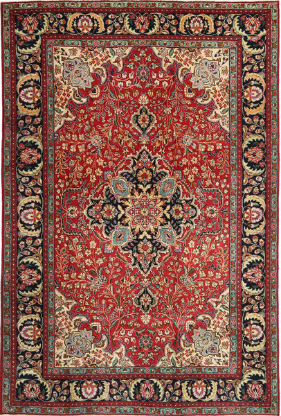  Tabriz Patina Teppe 205X305 Ekte Orientalsk Håndknyttet Mørk Rød/Mørk Brun (Ull, Persia/Iran)
