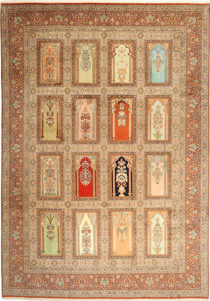  Kashmir Ren Silke Teppe 244X355 Ekte Orientalsk Håndknyttet Brun/Mørk Beige (Ull/Silke, India)
