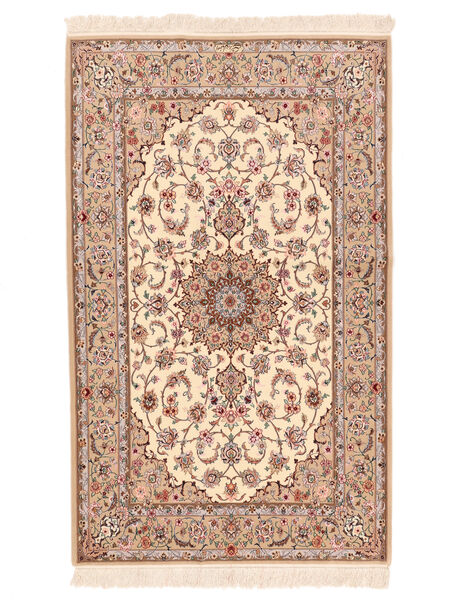  Isfahan Silkerenning Teppe 130X212 Ekte Orientalsk Håndknyttet Beige/Oransje ()