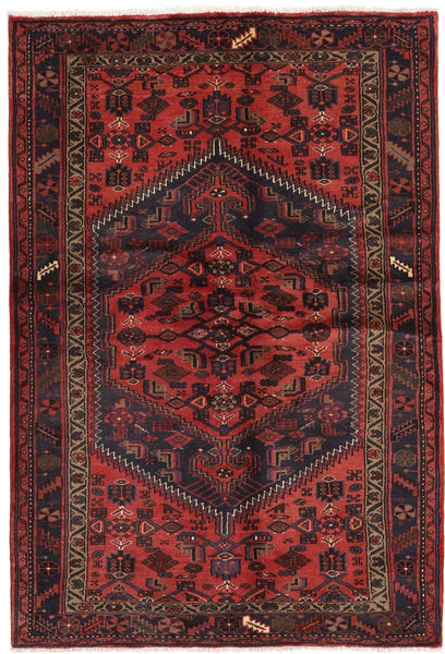  Hamadan Teppe 131X203 Ekte Orientalsk Håndknyttet Mørk Rød/Svart (Ull, Persia/Iran)