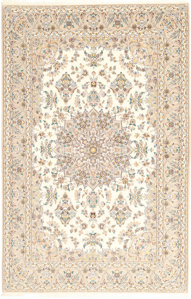  Isfahan Silkerenning Teppe 157X240 Ekte Orientalsk Håndknyttet Beige/Gul (Ull/Silke, Persia/Iran)