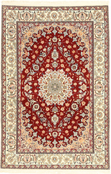  Isfahan Silkerenning Teppe 110X170 Ekte Orientalsk Håndknyttet Beige/Rød ()