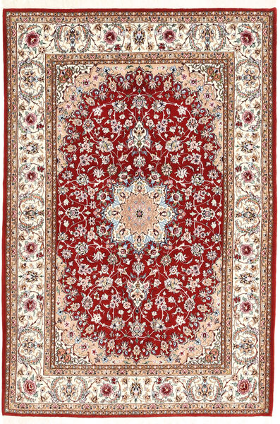  Isfahan Silkerenning Teppe 132X198 Persisk Beige/Rød Lite Teppe 