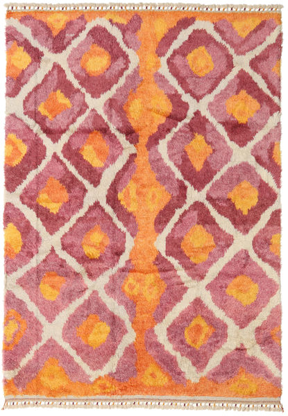  Handknotted Berber Shaggy Teppe 196X281 Ekte Moderne Håndknyttet Orange/Rust (Ull, Tyrkia)
