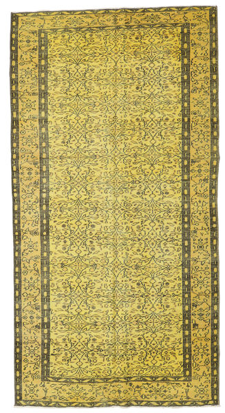  Colored Vintage Teppe 140X267 Ekte Moderne Håndknyttet Olivengrønn/Gul (Ull, Tyrkia)
