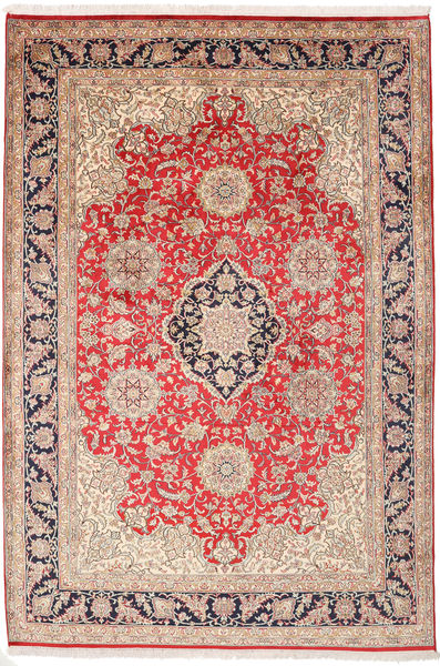  Kashmir Ren Silke Teppe 182X270 Ekte Orientalsk Håndknyttet Mørk Brun/Rust (Silke, India)