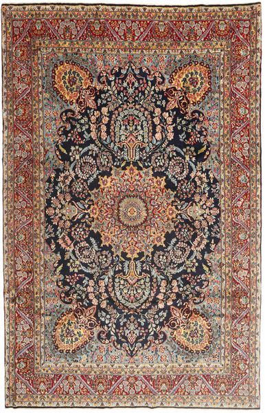  Kerman Teppe 235X370 Ekte Orientalsk Håndknyttet Mørk Brun/Brun/Mørk Rød (Ull, Persia/Iran)