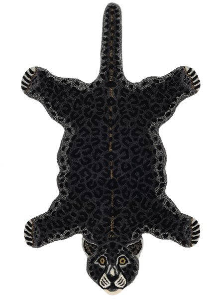  Leopard - Svart Teppe 100X160 Moderne Mørk Grå (Ull, India)
