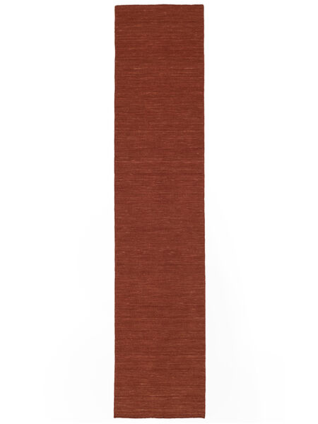  Kelim Loom - Rust Teppe 80X500 Ekte Moderne Håndvevd Teppeløpere Mørk Rød (Ull, India)