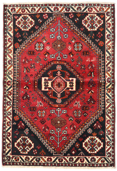  Shiraz Teppe 106X154 Ekte Orientalsk Håndknyttet Svart/Mørk Rød (Ull, Persia/Iran)