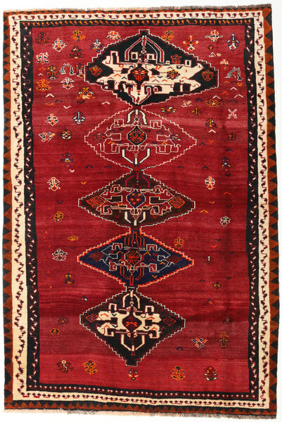  Shiraz Teppe 162X239 Ekte Orientalsk Håndknyttet Rød/Mørk Rød (Ull, )