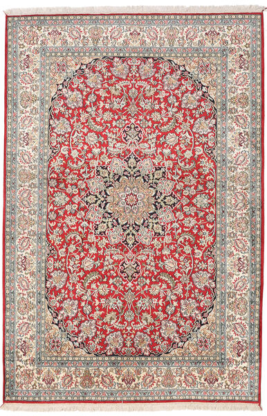  Kashmir Ren Silke Teppe 126X189 Ekte Orientalsk Håndknyttet Beige/Lys Grå (Silke, India)