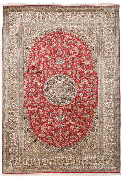  Kashmir Ren Silke Teppe 171X244 Ekte Orientalsk Håndknyttet Lys Grå/Mørk Brun (Silke, India)