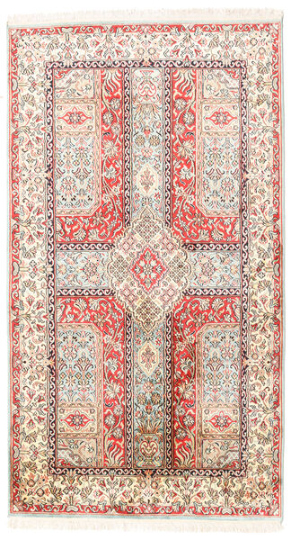  Kashmir Ren Silke Teppe 91X163 Ekte Orientalsk Håndknyttet Beige/Lys Grå (Silke, India)