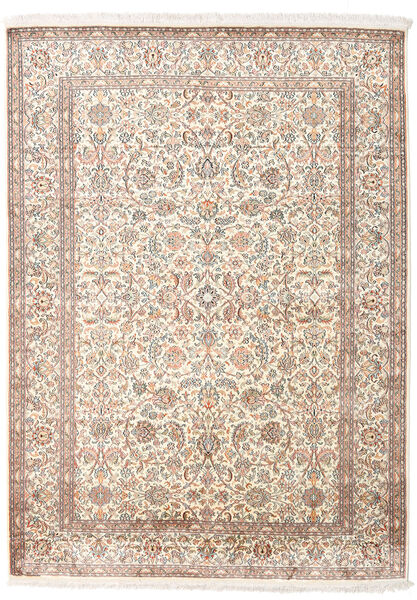  Kashmir Ren Silke Teppe 158X217 Ekte Orientalsk Håndknyttet Lysbrun/Hvit/Creme (Silke, India)
