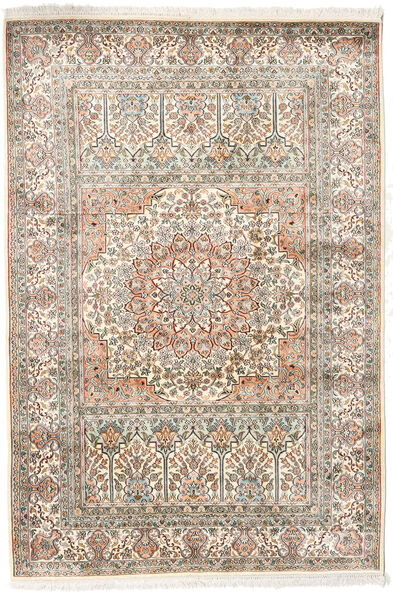  Kashmir Ren Silke Teppe 127X186 Ekte Orientalsk Håndknyttet Lys Grå/Beige (Silke, India)