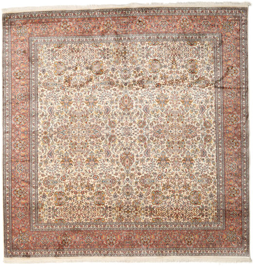  Kashmir Ren Silke Teppe 247X253 Ekte Orientalsk Håndknyttet Kvadratisk Brun/Lysbrun (Silke, India)