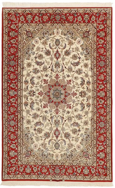  Isfahan Silkerenning Teppe 153X237 Ekte Orientalsk Håndvevd Brun/Lysbrun/Beige (Ull/Silke, Persia/Iran)