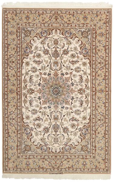  Isfahan Silkerenning Teppe 158X237 Ekte Orientalsk Håndvevd Lys Grå/Beige/Brun ( Persia/Iran)