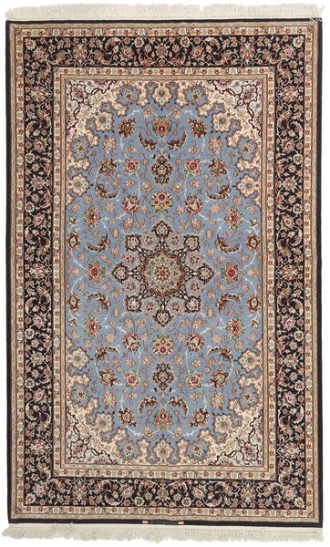 Isfahan Silkerenning Teppe 155X248 Ekte Orientalsk Håndvevd Lys Grå/Mørk Brun (Ull/Silke, Persia/Iran)