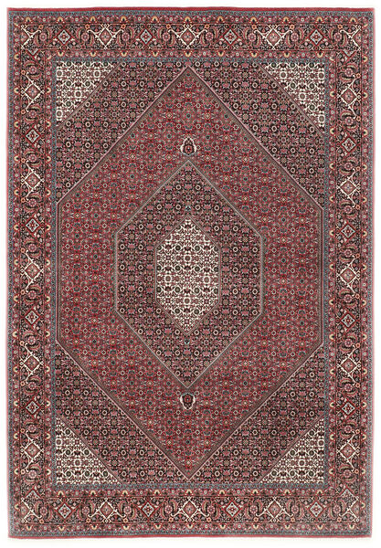  Bidjar Med Silke Teppe 206X296 Ekte Orientalsk Håndknyttet Mørk Rød/Mørk Brun (Ull/Silke, Persia/Iran)