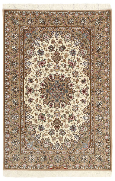  Isfahan Silkerenning Teppe 112X174 Ekte Orientalsk Håndknyttet Lysbrun/Brun (Ull/Silke, Persia/Iran)