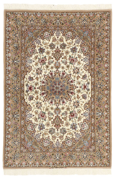  Isfahan Silkerenning Teppe 110X164 Ekte Orientalsk Håndknyttet Brun/Lysbrun (Ull/Silke, Persia/Iran)