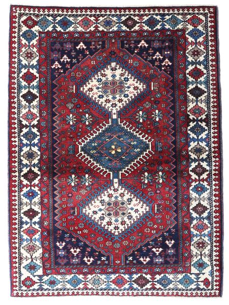  Yalameh Teppe 105X141 Ekte Orientalsk Håndknyttet Mørk Rød/Mørk Lilla (Ull, Persia/Iran)