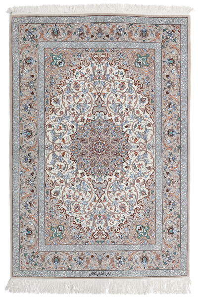  110X160 Isfahan Silkerenning Teppe Teppe Grå/Beige Persia/Iran 