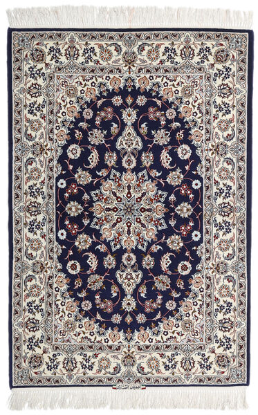  Isfahan Silkerenning Signert: Intashari Teppe 110X162 Ekte Orientalsk Håndknyttet Lys Grå/Mørk Lilla ( Persia/Iran)