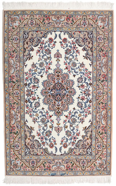  Isfahan Silkerenning Signert Intashari Teppe 109X166 Ekte Orientalsk Håndknyttet Grå/Beige ()
