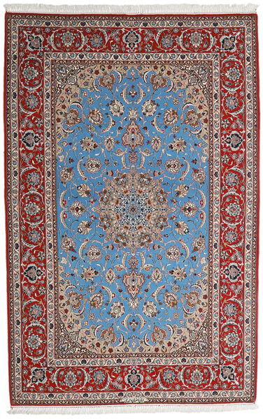  Isfahan Silkerenning Teppe 164X256 Ekte Orientalsk Håndknyttet Lys Grå/Mørk Brun ( Persia/Iran)