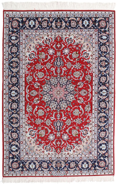  Isfahan Silkerenning Signert Ansari Teppe 158X237 Ekte Orientalsk Håndknyttet Lyselilla/Mørk Grå (Ull/Silke, Persia/Iran)