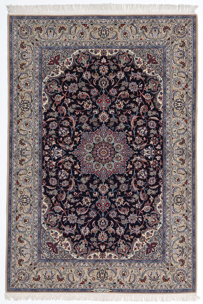  Isfahan Silkerenning Teppe 160X235 Ekte Orientalsk Håndknyttet Lys Grå/Mørk Lilla (Ull/Silke, Persia/Iran)