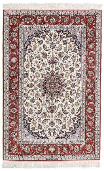  Isfahan Silkerenning Signert: Entashari Teppe 159X230 Ekte Orientalsk Håndknyttet Beige, Grå ()