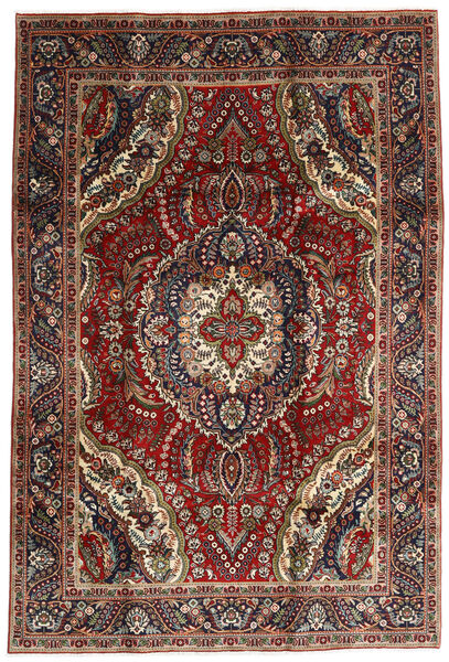  Tabriz Teppe 195X288 Ekte Orientalsk Håndknyttet Mørk Rød/Mørk Brun (Ull, Persia/Iran)