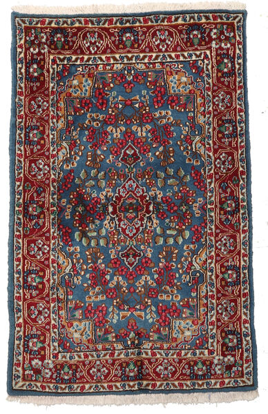  Kerman Teppe 94X151 Ekte Orientalsk Håndknyttet Mørk Rød/Mørk Grå (Ull, Persia/Iran)