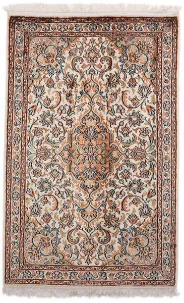  Kashmir Ren Silke Teppe 64X98 Ekte Orientalsk Håndknyttet Lys Grå/Mørk Brun (Silke, India)