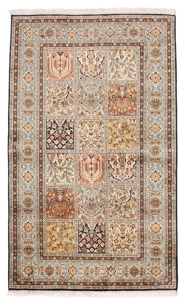  Kashmir Ren Silke Teppe 96X158 Ekte Orientalsk Håndknyttet Mørk Brun/Lysbrun (Silke, India)