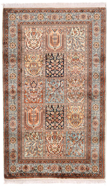  Kashmir Ren Silke Teppe 95X156 Ekte Orientalsk Håndknyttet Lysbrun/Lys Grå (Silke, India)